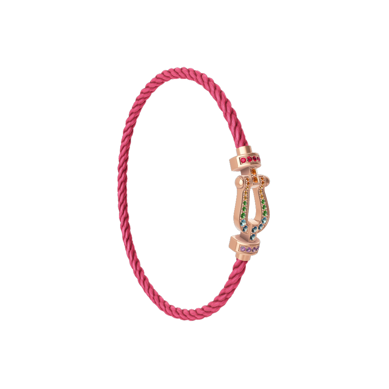 Fred Force 10 Medium Rose Gold and Pavé Multi-Stone Cable Fred Force 10 Medium Rose Gold and Pavé Multi-Stone Cable